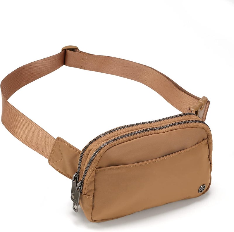 Pander Everywhere Belt Bag for Women, 5 Zipper Pockets Nylon Crossbody Fanny Pack Purse (Caramel Burnt). - Image 1